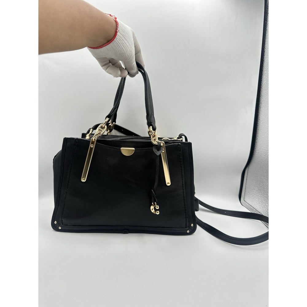 Coach Dreamer Satchel Black Leather Gold Tone Hardware Shoulder Bag Purse